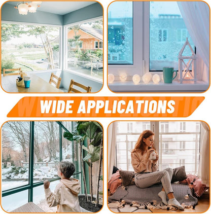 Window Film - Thermal Insulation for Windows - Window Film Insulation Sealing Set - Winter Window Insulation Set - Window Insulation Film - Winter Insulation Window Covering Set - Self-Adhesive - with Velcro - for windows and skylights - transparent - 120