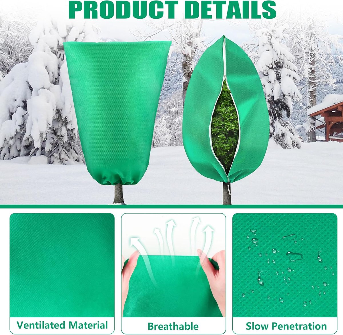 Plant Cover - 1 piece - 240*200cm - Frost Protection Plant Cover - Winter Cover - Potted Plant Bag - Frost Cloth - Plant Frost Cover - Winter Protection Bag for Plants - Winter Plant Covers - with zipper and drawstring - for outdoor plants, potted fruit t