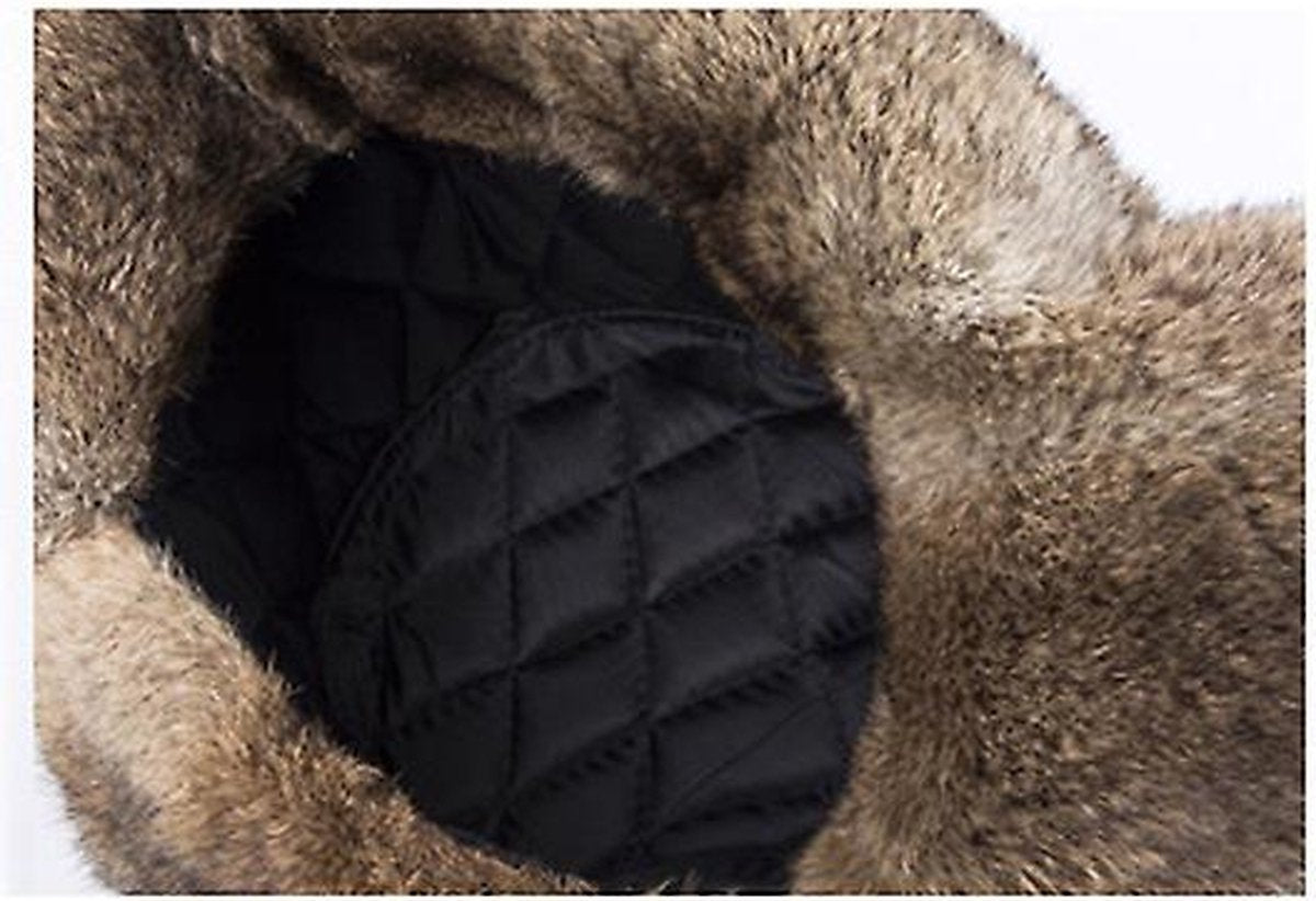 Fur Hat - Unisex - Men's Winter Hat - Women's Fur Hat - Winter Trendy Electric Bicycle Earmuff - Keep Warm - XXL (58-60cm) - Khaki