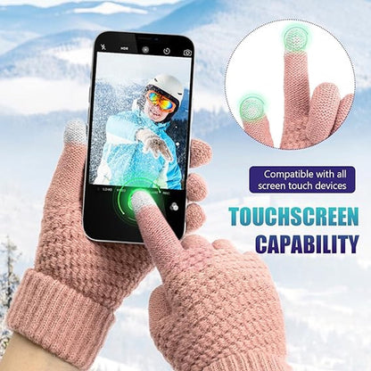 Winter Gloves - Two-pack - Men's Gloves - Warm and Soft - Winter Gloves with Touchscreen - Elastic Cuffs - Knitted Gloves - Suitable for Cold Weather (Black)