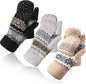 Pack of 3 pairs - Warm winter gloves for women - Extra thick - Knitted imitation - Suitable for cold winter weather (style B)