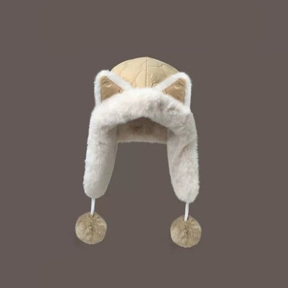 Fleece winter hat - Warm hat with thickened ear flaps - Soft, comfortable and frost-resistant - Stylish winter accessory - Color: Khaki
