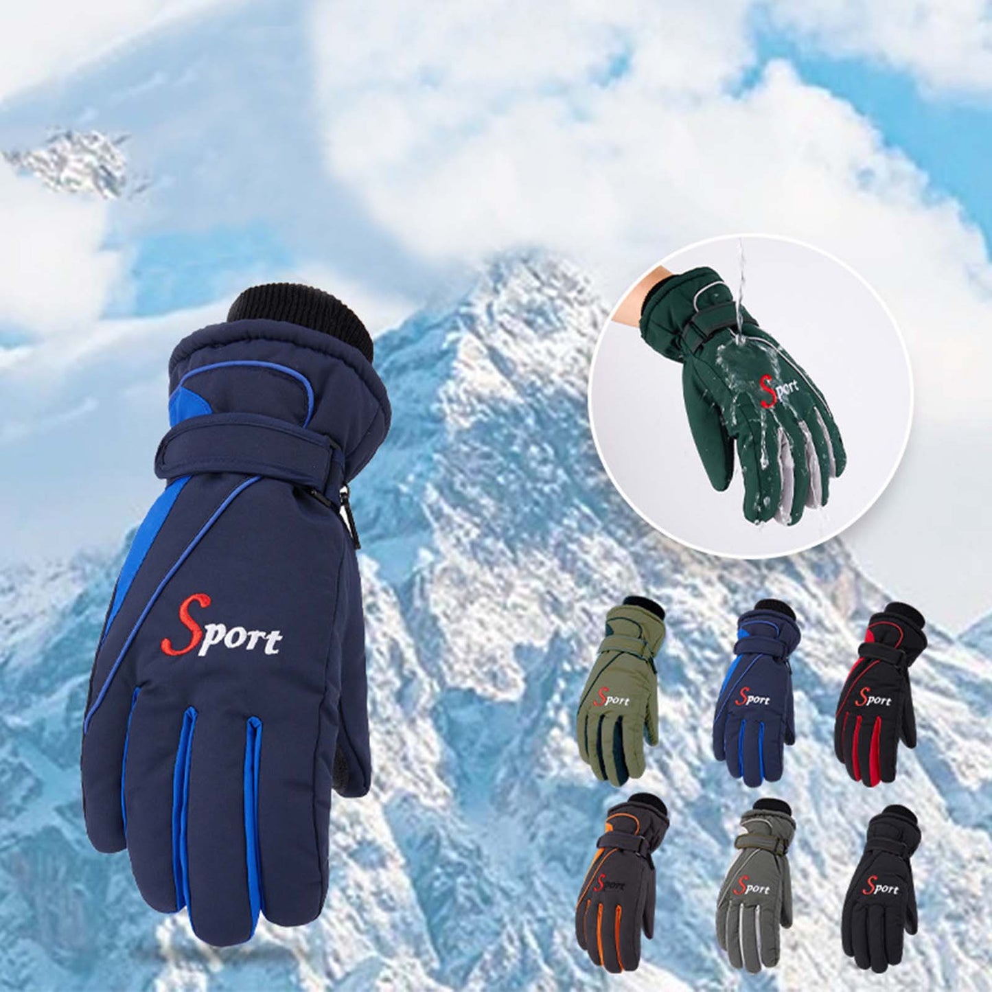 IDALL Ski Gloves Waterproof Gloves Winter Outdoor Men And Women Snow Skating Snowboarding Windproof Warm Ski Gloves Snow Gloves Winter Gloves W-Blue One Size Z-Blue
