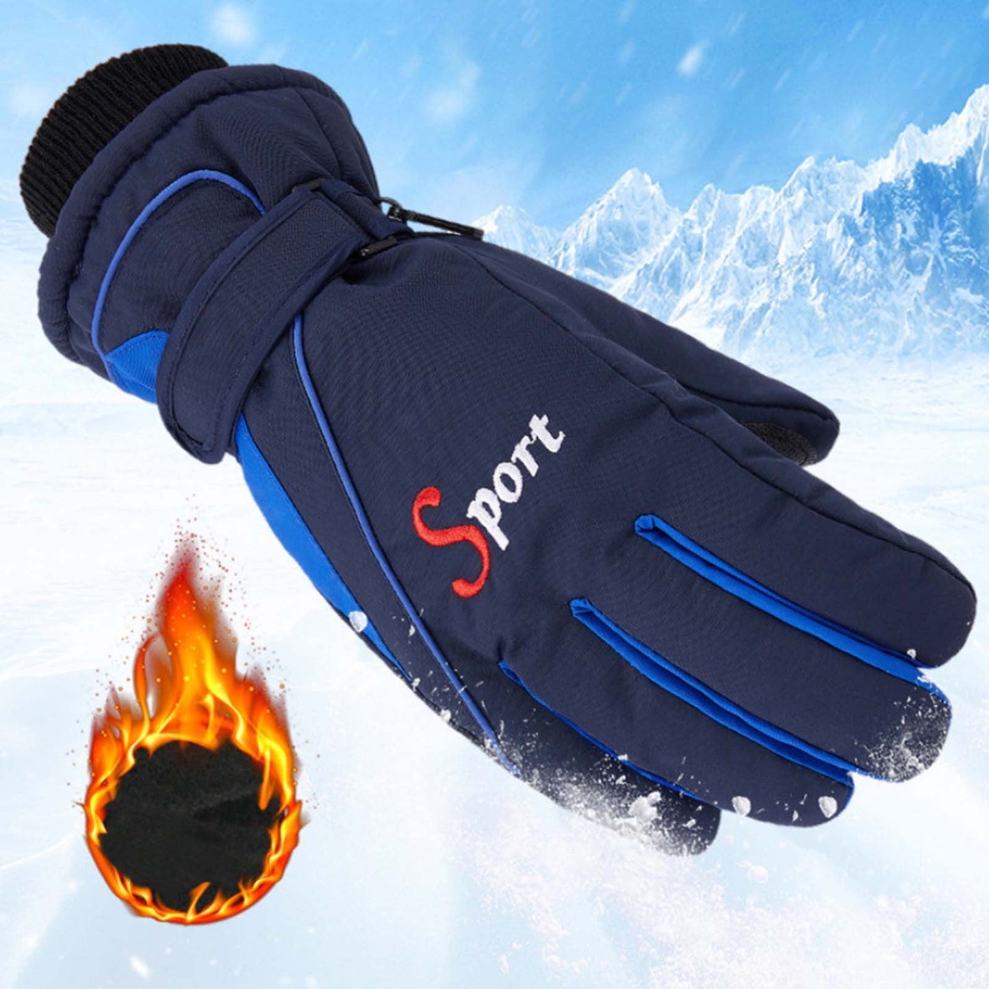 IDALL Ski Gloves Waterproof Gloves Winter Outdoor Men And Women Snow Skating Snowboarding Windproof Warm Ski Gloves Snow Gloves Winter Gloves W-Blue One Size Z-Blue