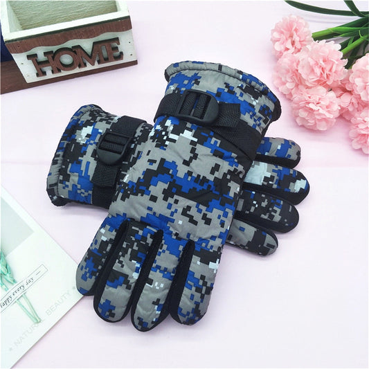 TAIAOJING Kids Winter Snow Ski Gloves Kids Winter Warm Windproof Cold Weather Outdoor Sports Gloves For Boys Girls Snow Gloves Ski Gloves One Size Blue