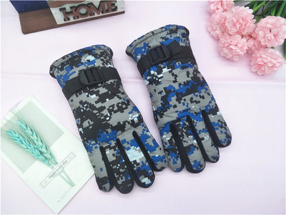 TAIAOJING Kids Winter Snow Ski Gloves Kids Winter Warm Windproof Cold Weather Outdoor Sports Gloves For Boys Girls Snow Gloves Ski Gloves One Size Blue