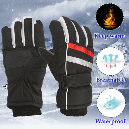 TAIAOJING Kids Winter Snow Ski Gloves Kids Winter Warm Windproof Cold Weather Outdoor Sports Gloves For Boys Girls Snow Gloves Ski Gloves One Size Z2 Black