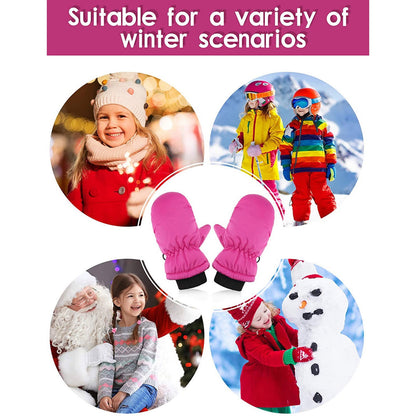 TAIAOJING Kids Winter Snow Ski Gloves Kids Winter Warm Windproof Cold Weather Outdoor Sports Gloves For Boys Girls Snow Gloves Ski Gloves One Size Z3 Hot Pink