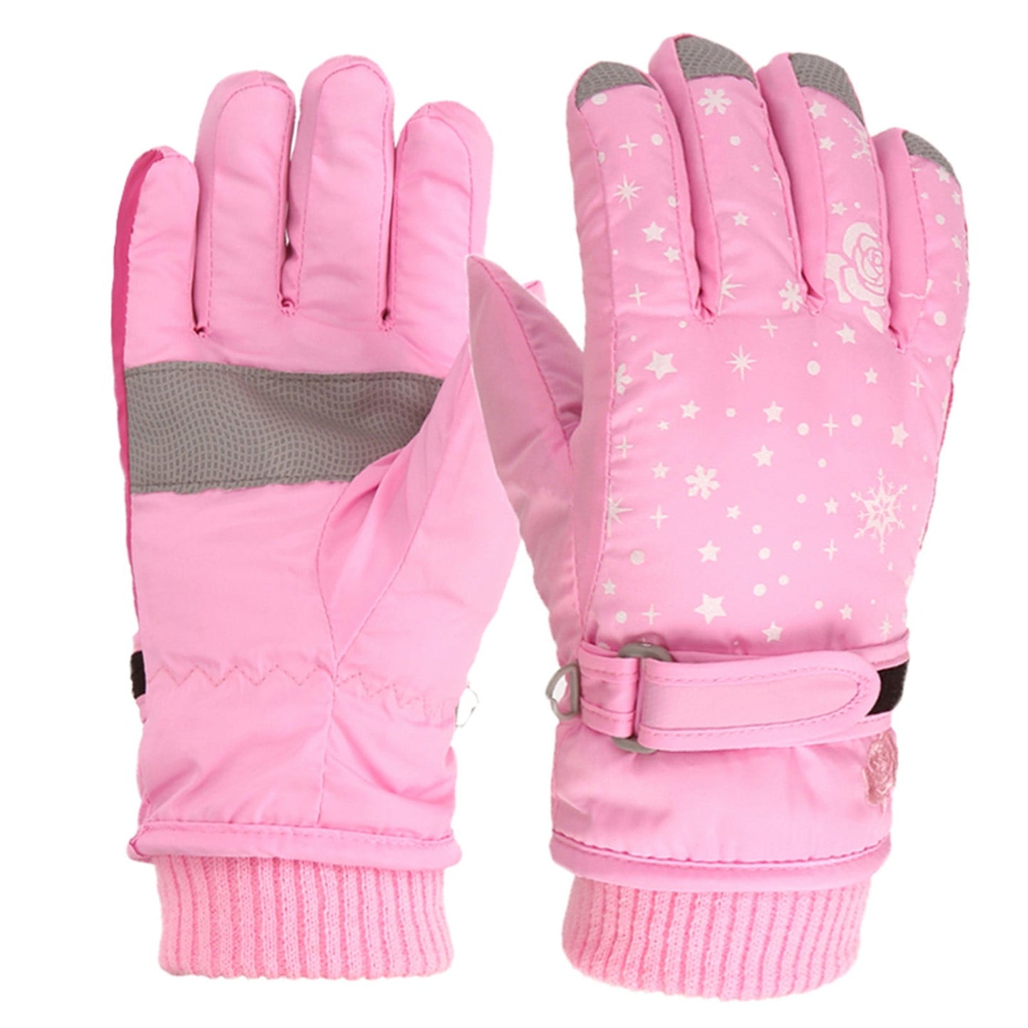 TAIAOJING Kids Winter Snow Ski Gloves Kids Winter Warm Windproof Cold Weather Outdoor Sports Gloves For Boys Girls Snow Gloves Ski Gloves One Size Z8 Pink
