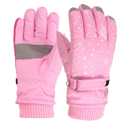 TAIAOJING Kids Winter Snow Ski Gloves Kids Winter Warm Windproof Cold Weather Outdoor Sports Gloves For Boys Girls Snow Gloves Ski Gloves One Size Z8 Pink