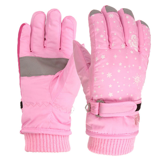 TAIAOJING Kids Winter Snow Ski Gloves Kids Winter Warm Windproof Cold Weather Outdoor Sports Gloves For Boys Girls Snow Gloves Ski Gloves One Size Z8 Pink