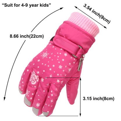 TAIAOJING Kids Winter Snow Ski Gloves Kids Winter Warm Windproof Cold Weather Outdoor Sports Gloves For Boys Girls Snow Gloves Ski Gloves One Size Z8 Pink