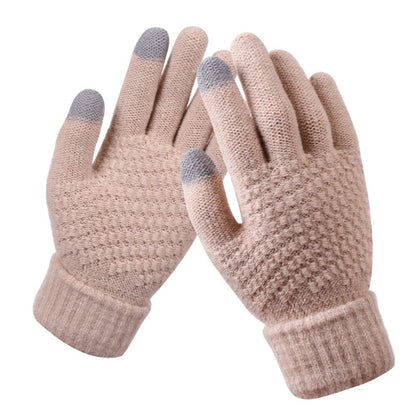 Dalrosia Women's Winter Touch Screen Gloves Warm Fleece Lined Knit Gloves Elastic Cuff Winter Texting Gloves Beige