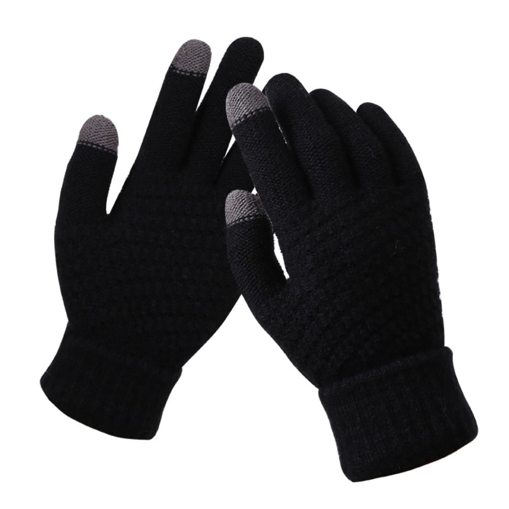 Dalrosia Women's Winter Touch Screen Gloves Warm Fleece Lined Knit Gloves Elastic Cuff Winter Texting Gloves Black
