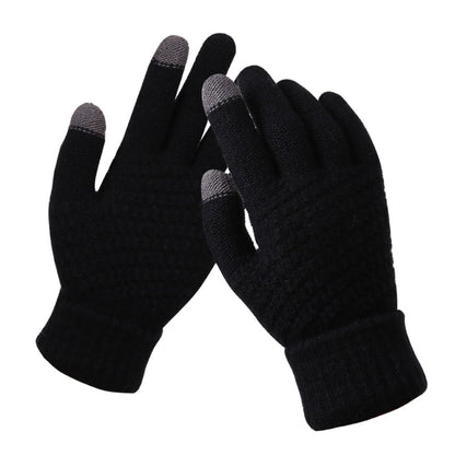 Dalrosia Women's Winter Touch Screen Gloves Warm Fleece Lined Knit Gloves Elastic Cuff Winter Texting Gloves Black