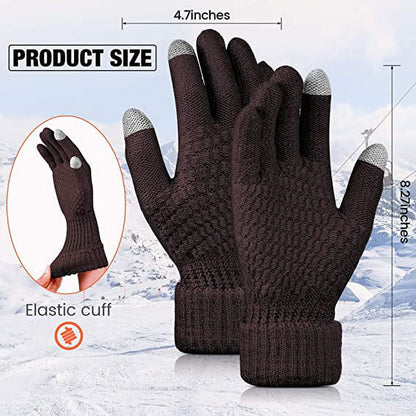 Dalrosia Women's Winter Touch Screen Gloves Warm Fleece Lined Knit Gloves Elastic Cuff Winter Texting Gloves Gray