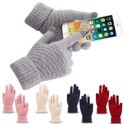 Dalrosia Women's Winter Touch Screen Gloves Warm Fleece Lined Knit Gloves Elastic Cuff Winter Texting Gloves Wine Red
