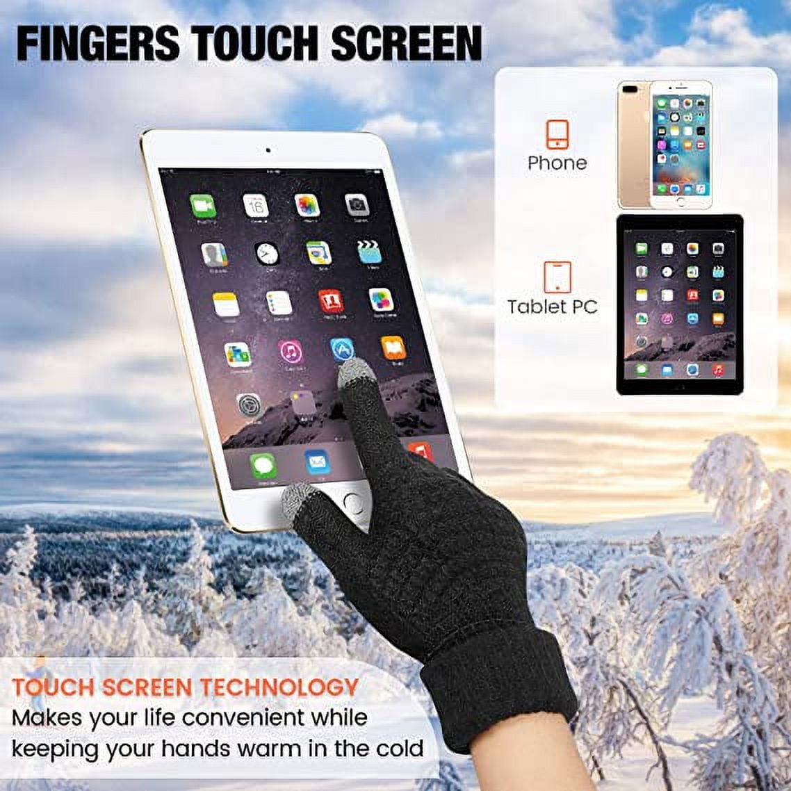 Dalrosia Women's Winter Touch Screen Gloves Warm Fleece Lined Knit Gloves Elastic Cuff Winter Texting Gloves Wine Red
