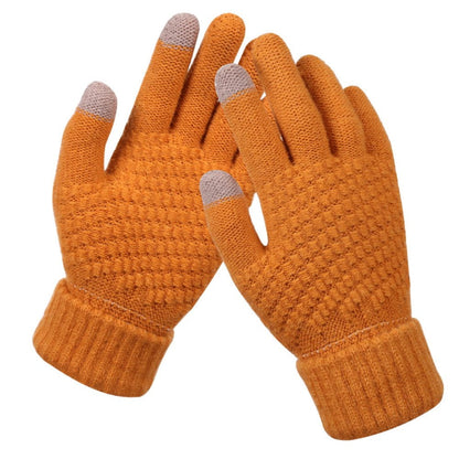 Dalrosia Women's Winter Touch Screen Gloves Warm Fleece Lined Knit Gloves Elastic Cuff Winter Texting Gloves Yellow