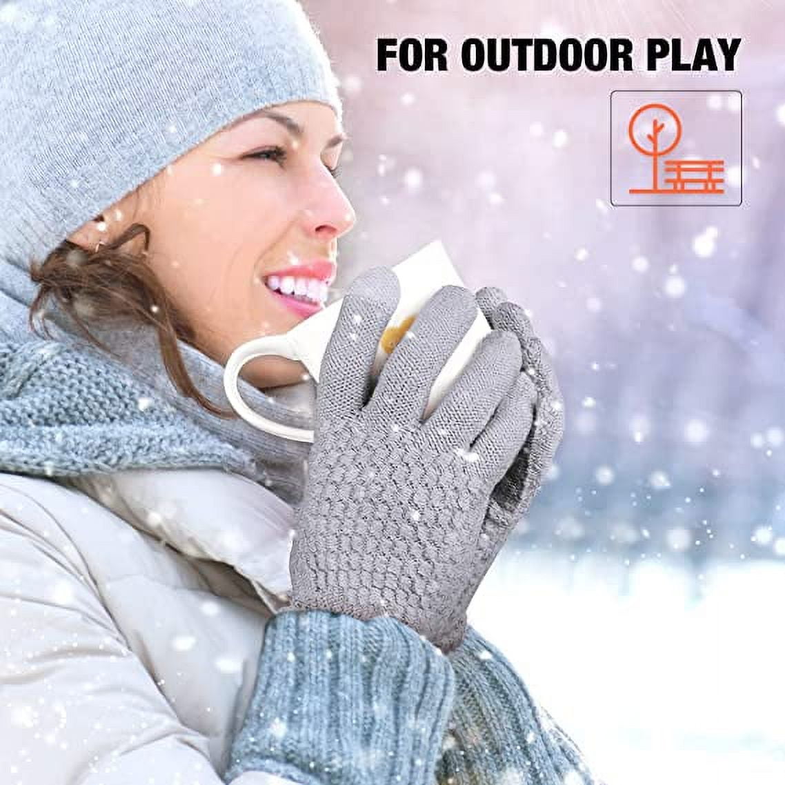 Dalrosia Women's Winter Touch Screen Gloves Warm Fleece Lined Knit Gloves Elastic Cuff Winter Texting Gloves Yellow