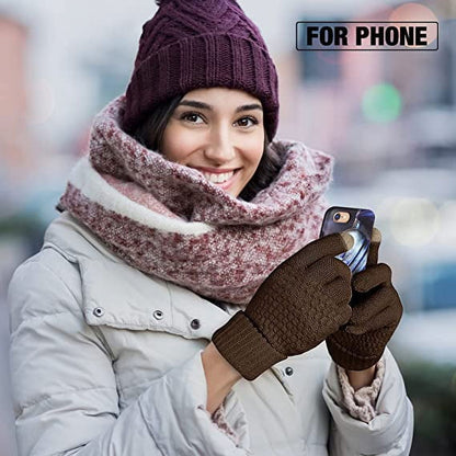 Dalrosia Women's Winter Touch Screen Gloves Warm Fleece Lined Knit Gloves Elastic Cuff Winter Texting Gloves Yellow