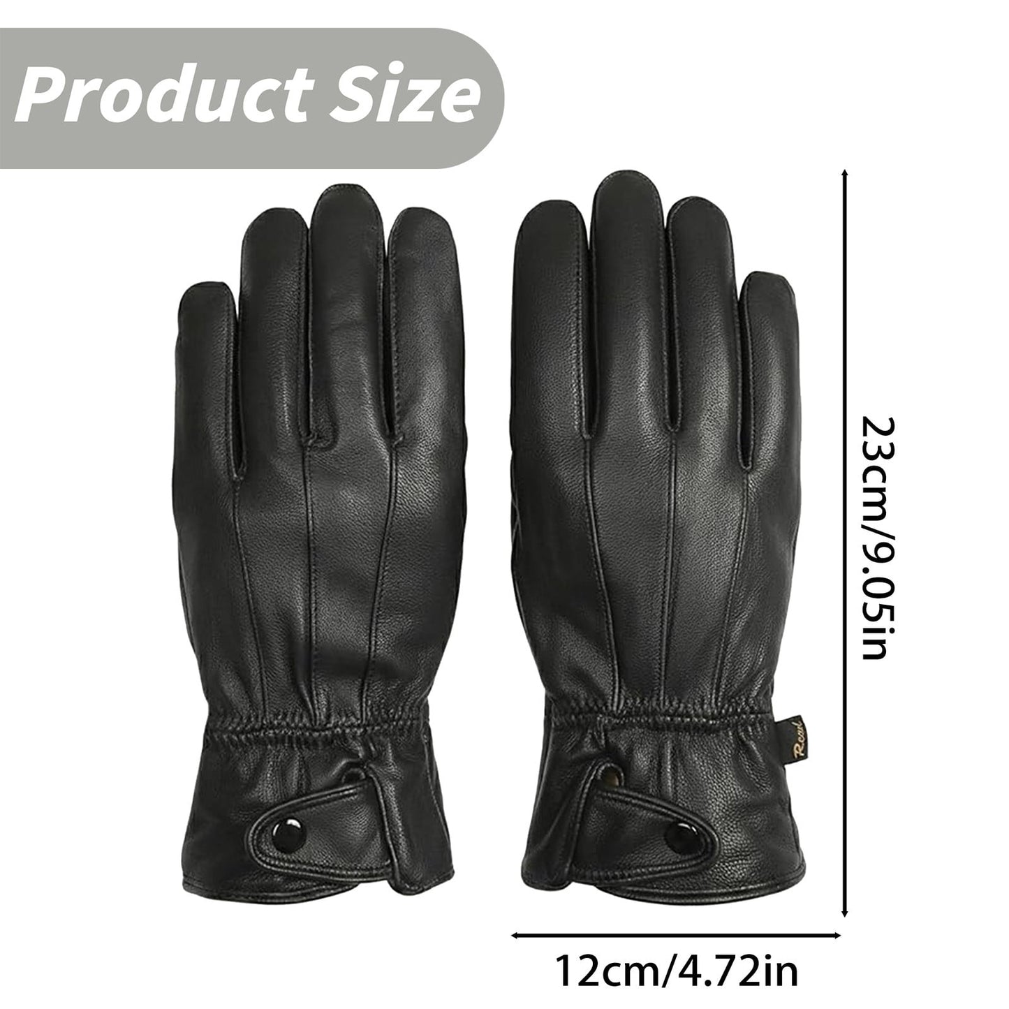 LGCASL Clearance! Mens Gloves，Gloves for Men，Mens Winter Gloves，Mens Leather Gloves Mens Winter Black Leather Gloves for Driving Dress Real Sheepskin Leather Warm Fleece Lined Gloves- 23*12cm Black