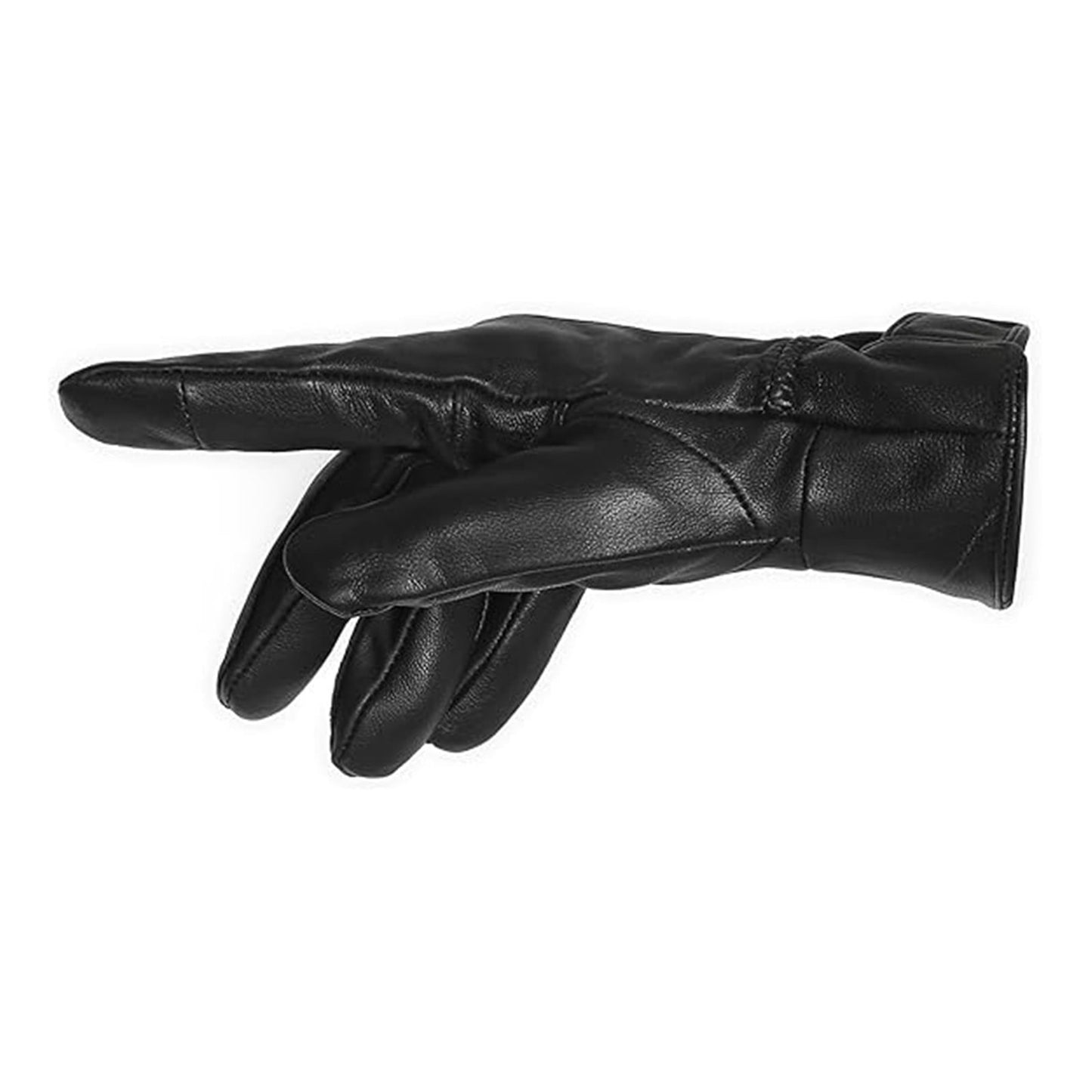 LGCASL Clearance! Mens Gloves，Gloves for Men，Mens Winter Gloves，Mens Leather Gloves Mens Winter Black Leather Gloves for Driving Dress Real Sheepskin Leather Warm Fleece Lined Gloves- 23*12cm Black