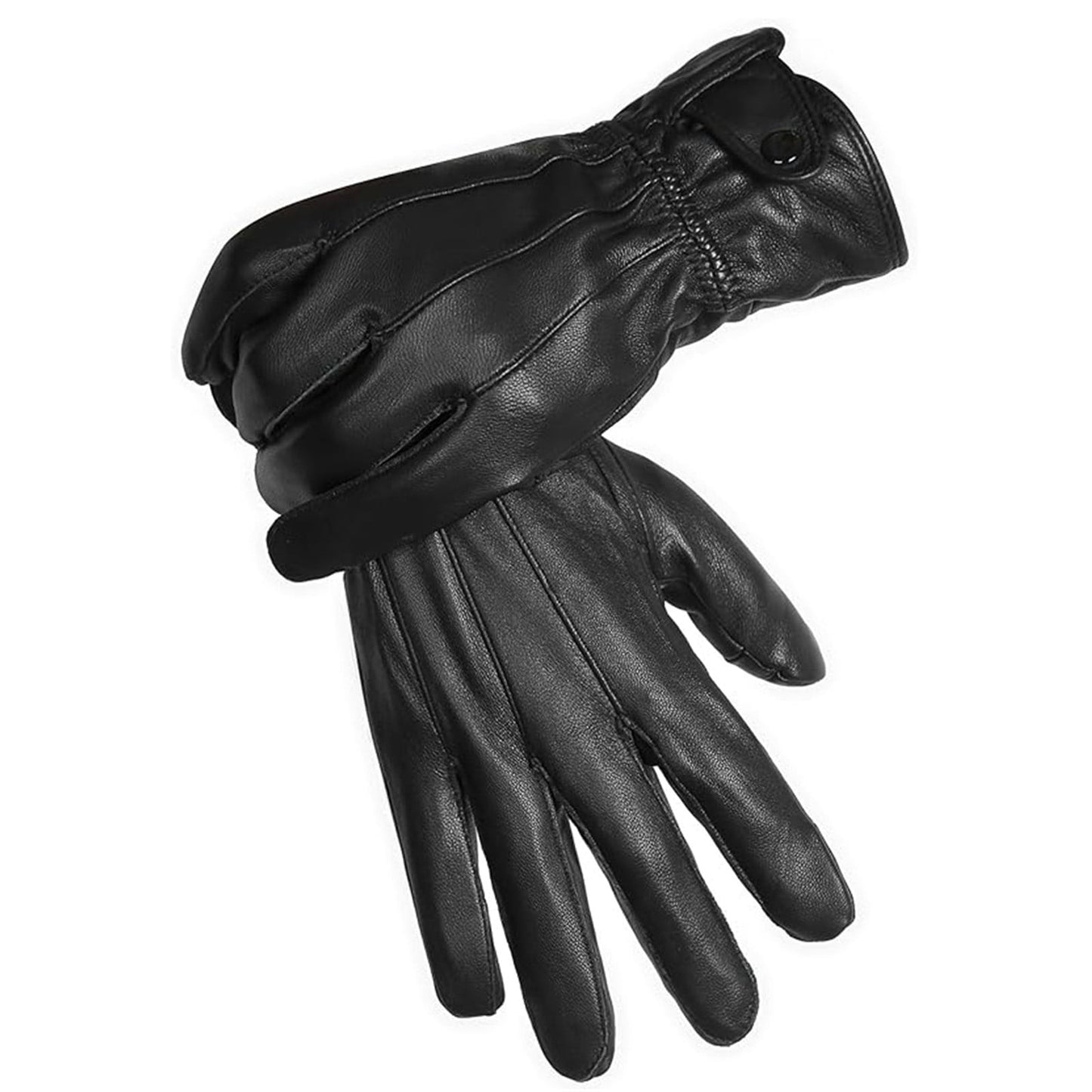 LGCASL Clearance! Mens Gloves，Gloves for Men，Mens Winter Gloves，Mens Leather Gloves Mens Winter Black Leather Gloves for Driving Dress Real Sheepskin Leather Warm Fleece Lined Gloves- 23*12cm Black