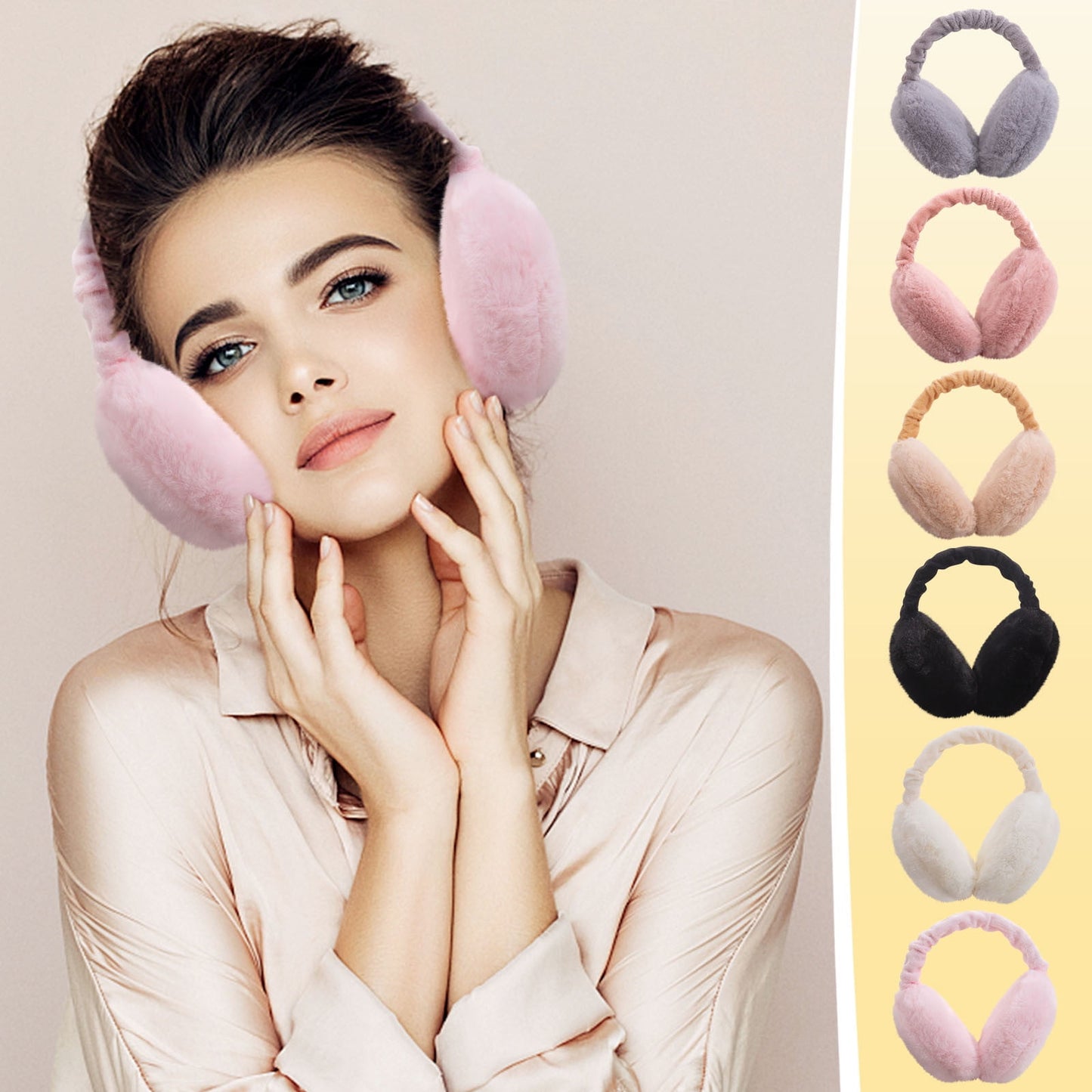 Women Ear Muffs Winter Girls White Earmuffs Fuzzy Kids Black Ear Muff Cute Fluffy Ear Warmers Foldable Ear Covers Boy Winter Thickened Earmuffs Foldable Hamburg Earmuffs Warm Earmuffs pink