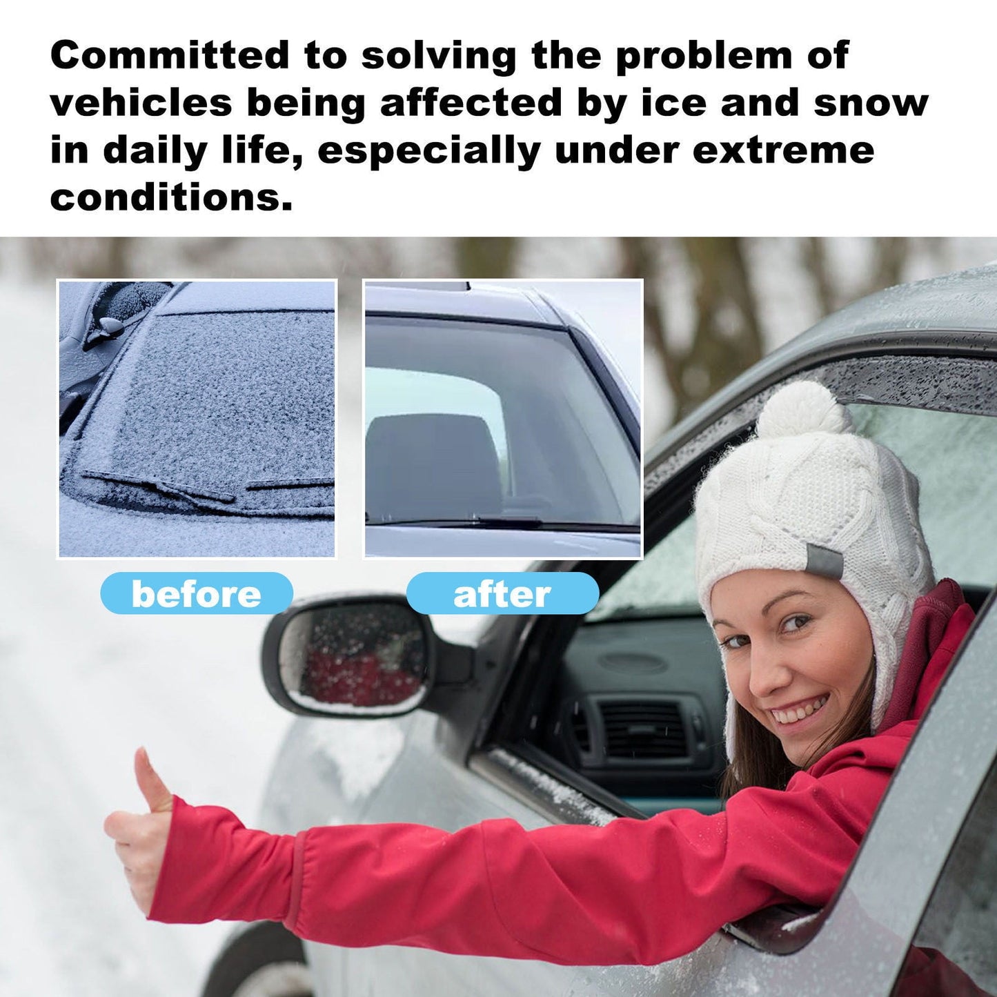 Hydrophobic Ice Removal Tool,100ml Quick-Spray Snow & Ice Melt for Car Windshields,Winter-Ready Windshield De-icing Coating Kit,Fast-Acting Anti-Ice Solution for Safe Winter Driving