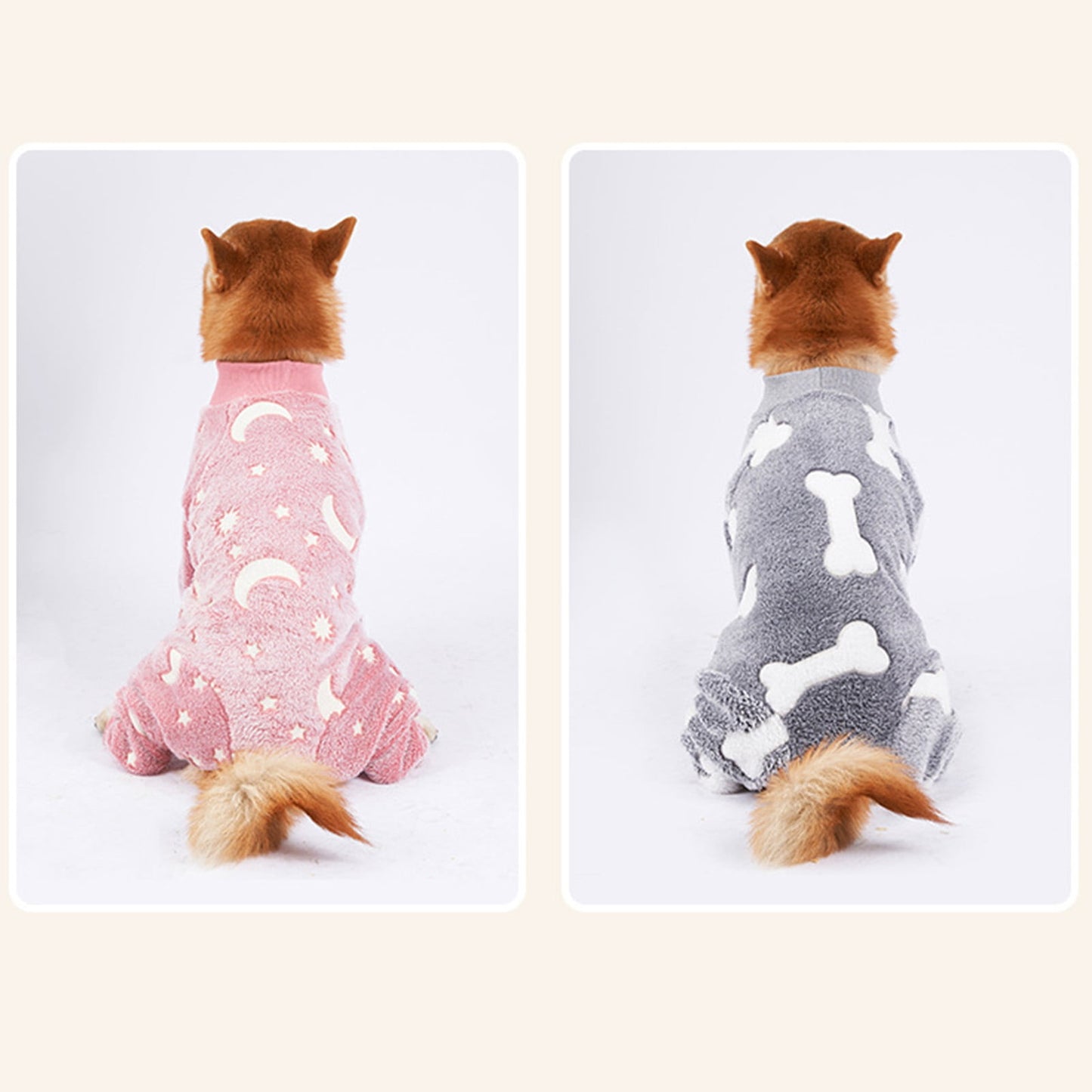 Bobasndm Turtleneck Dog Clothes Pajamas,Autumn Winter Dog Jumpsuit Coat,Winter Soft Warm Flannel Pajamas Jumpsuit for Medium Large Dog S Grey