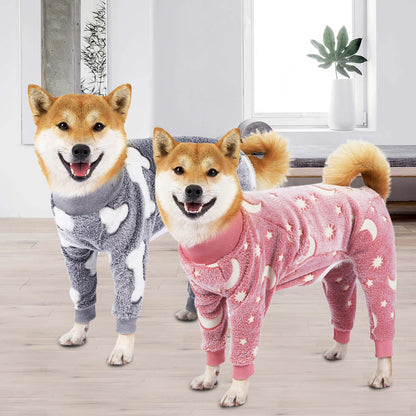 Bobasndm Turtleneck Dog Clothes Pajamas,Autumn Winter Dog Jumpsuit Coat,Winter Soft Warm Flannel Pajamas Jumpsuit for Medium Large Dog L Grey