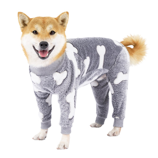 Bobasndm Turtleneck Dog Clothes Pajamas,Autumn Winter Dog Jumpsuit Coat,Winter Soft Warm Flannel Pajamas Jumpsuit for Medium Large Dog XL Grey
