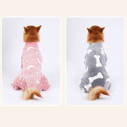 Bobasndm Turtleneck Dog Clothes Pajamas,Autumn Winter Dog Jumpsuit Coat,Winter Soft Warm Flannel Pajamas Jumpsuit for Medium Large Dog 3XL Grey