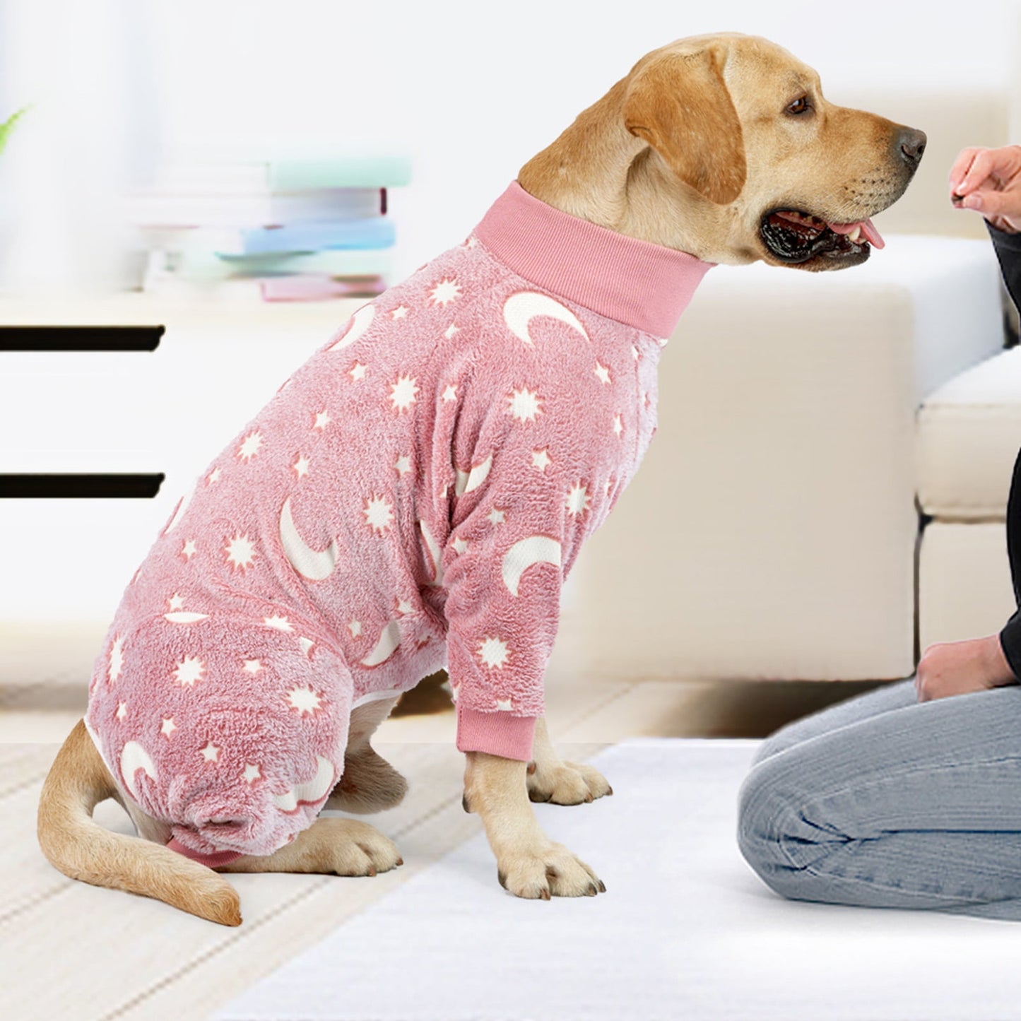 Bobasndm Turtleneck Dog Clothes Pajamas,Autumn Winter Dog Jumpsuit Coat,Winter Soft Warm Flannel Pajamas Jumpsuit for Medium Large Dog M Pink