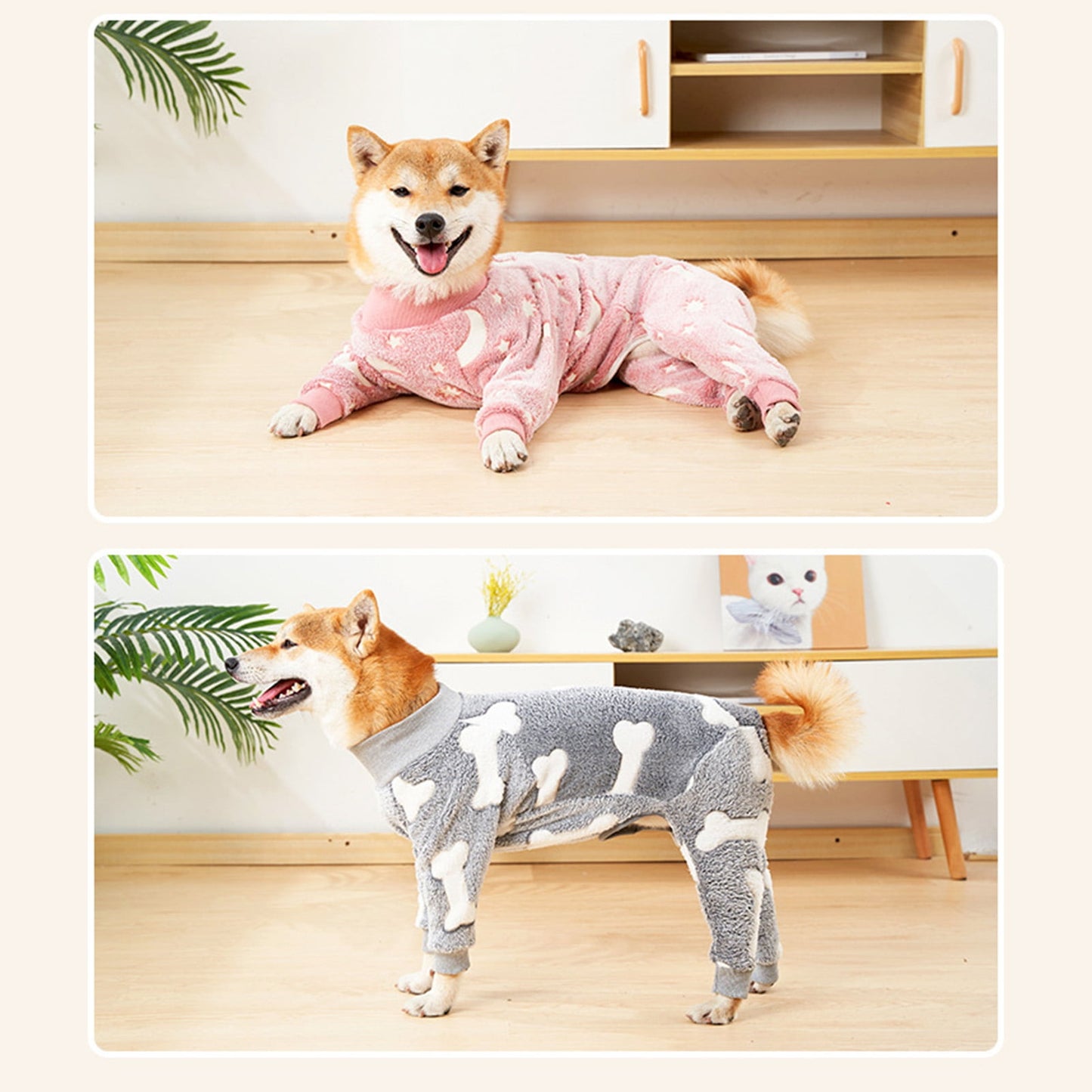 Bobasndm Turtleneck Dog Clothes Pajamas,Autumn Winter Dog Jumpsuit Coat,Winter Soft Warm Flannel Pajamas Jumpsuit for Medium Large Dog XL Pink
