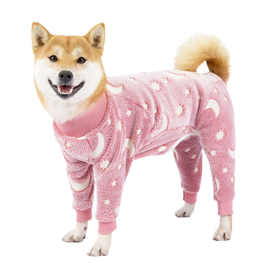 Bobasndm Turtleneck Dog Clothes Pajamas,Autumn Winter Dog Jumpsuit Coat,Winter Soft Warm Flannel Pajamas Jumpsuit for Medium Large Dog 2XL Pink