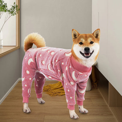 Bobasndm Turtleneck Dog Clothes Pajamas,Autumn Winter Dog Jumpsuit Coat,Winter Soft Warm Flannel Pajamas Jumpsuit for Medium Large Dog 3XL Pink
