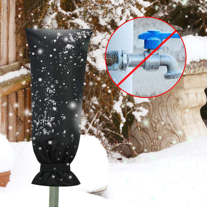 Outdoor Faucet Cover for Winter Freeze Protection 13*25inch Outdoor Long Faucet Cover Socks for Winter Waterproof Insulated Spigot(Black,2)