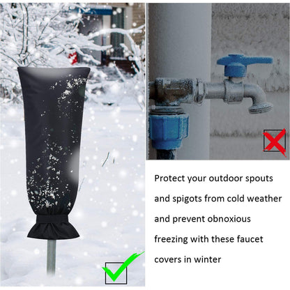 Outdoor Faucet Cover for Winter Freeze Protection 13*25inch Outdoor Long Faucet Cover Socks for Winter Waterproof Insulated Spigot(Black,2)