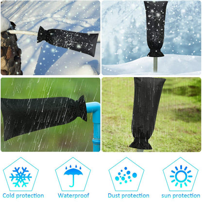 Outdoor Faucet Cover for Winter Freeze Protection 13*25inch Outdoor Long Faucet Cover Socks for Winter Waterproof Insulated Spigot(Black,2)