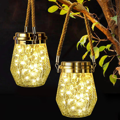 Solar Lantern Outdoor, 2 Pack Hanging Solar Lights Outdoor Waterproof, Upgraded 60 LED Lanterns Decorative , Warm White