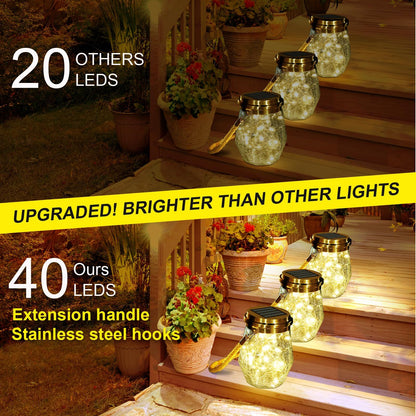 Solar Lantern Outdoor, 2 Pack Hanging Solar Lights Outdoor Waterproof, Upgraded 60 LED Lanterns Decorative , Warm White