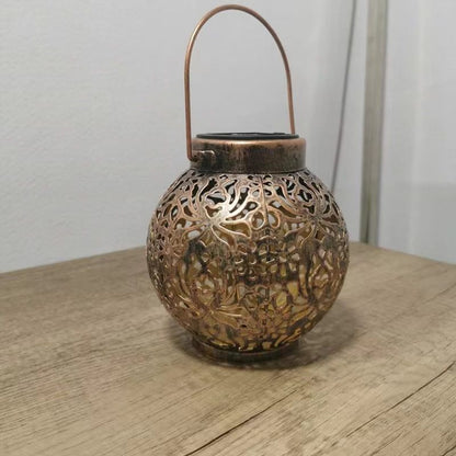 Solar Lanterns Outdoor Hanging Decorative Lights for Garden Patio Porch Decorations. (Bronze)
with handle