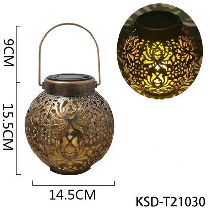 Solar Lanterns Outdoor Hanging Decorative Lights for Garden Patio Porch Decorations. (Bronze)
with handle