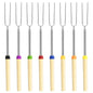 8 Pack Marshmallow Roasting Sticks Set, Extendable 32in Long Metal Barbecue Skewers with Wooden Handle