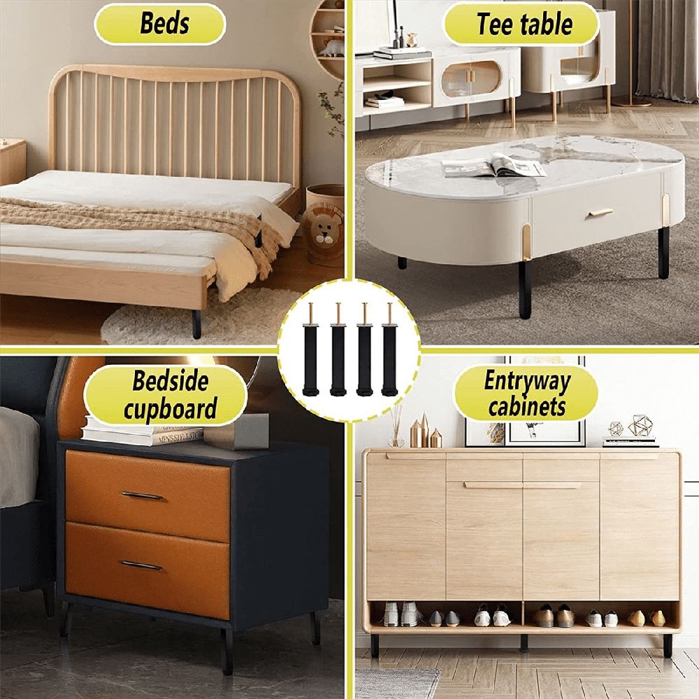 4Pcs Metal Furniture Support Legs, Adjustable Height 20 to 22cm Heavy Duty Bed Center F mj1537