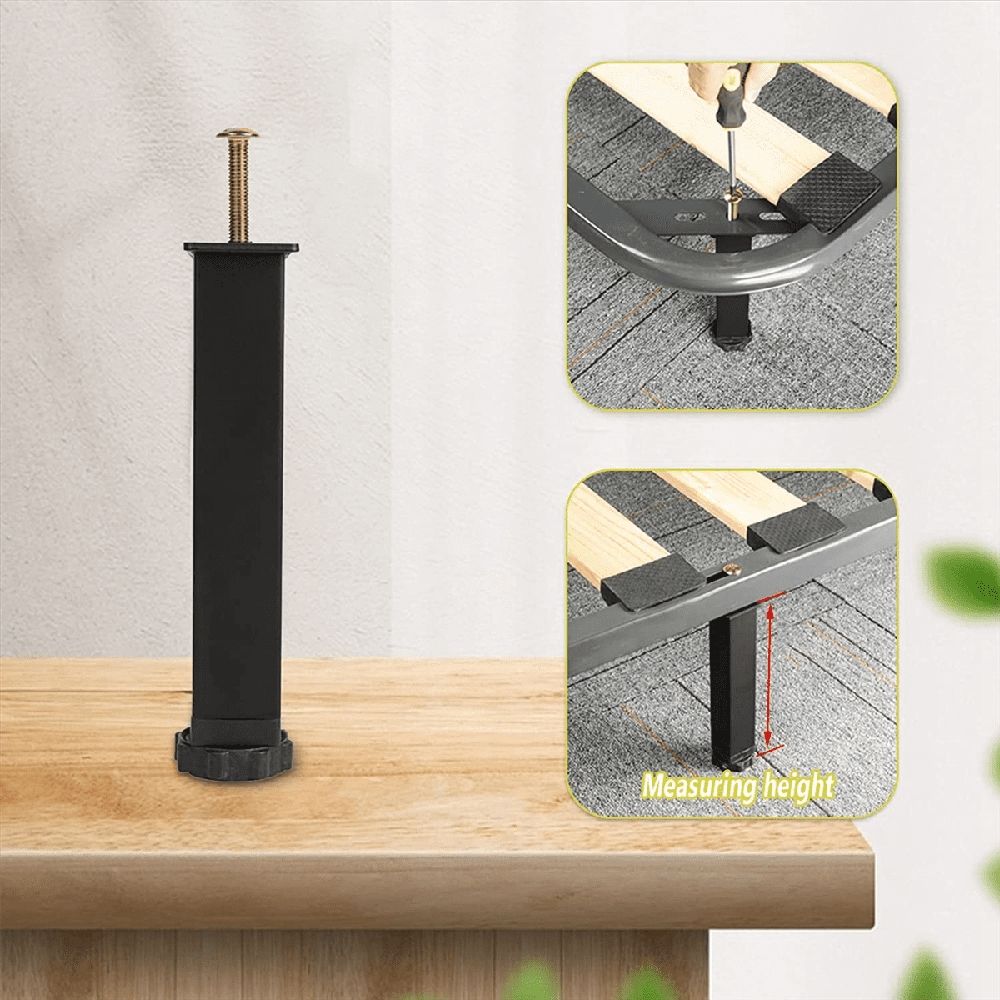 4Pcs Metal Furniture Support Legs, Adjustable Height 20 to 22cm Heavy Duty Bed Center F mj1537