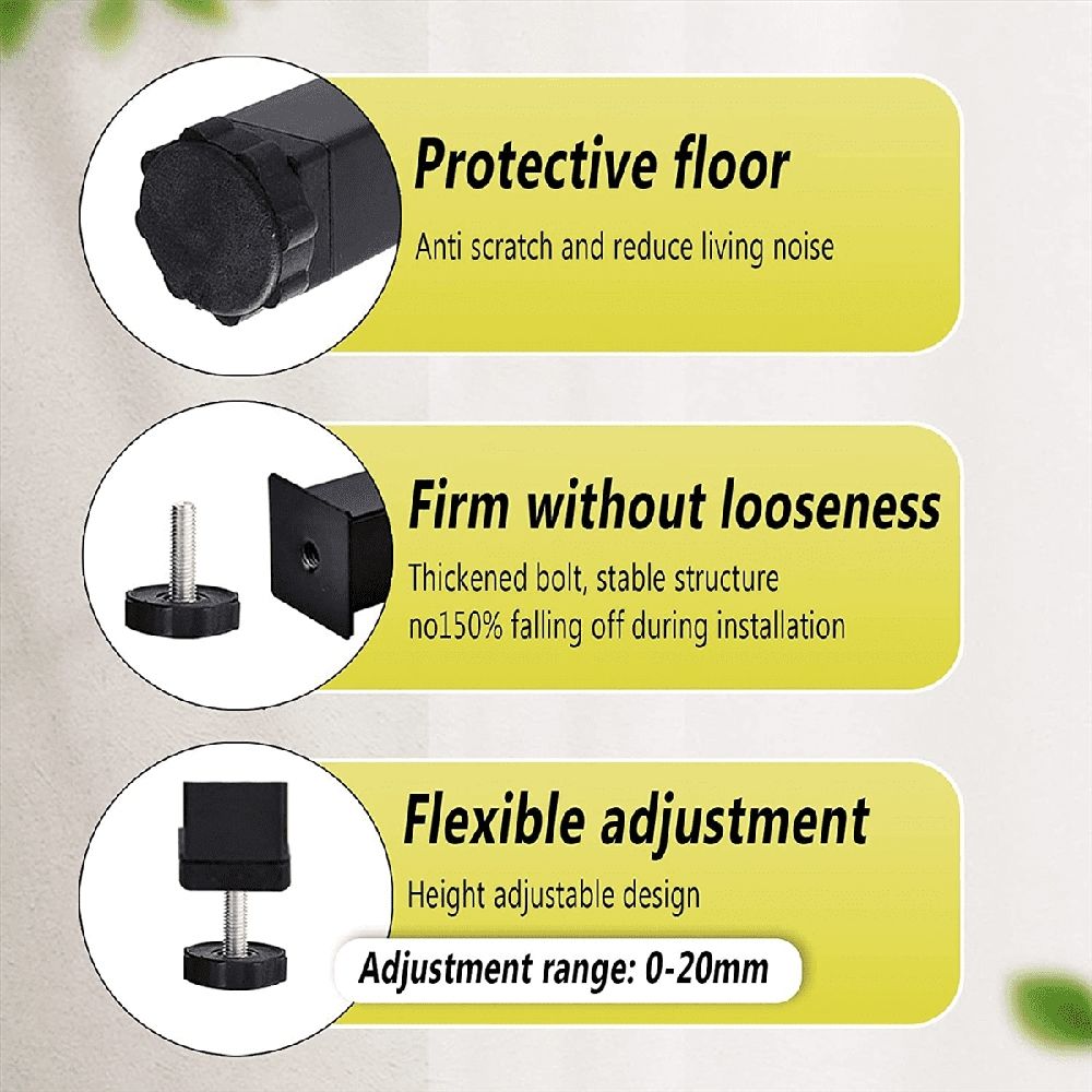 4Pcs Metal Furniture Support Legs, Adjustable Height 20 to 22cm Heavy Duty Bed Center F mj1537