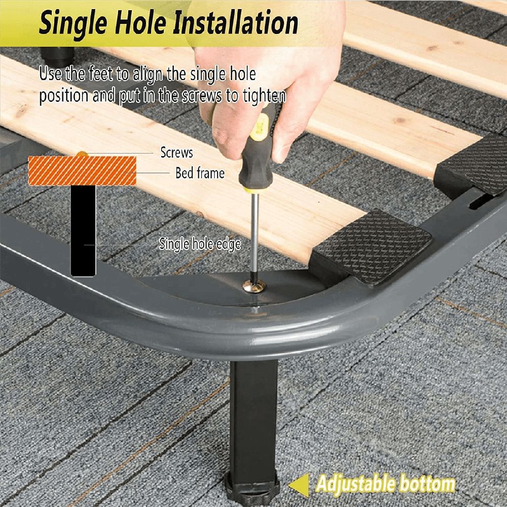 4Pcs Metal Furniture Support Legs, Adjustable Height 20 to 22cm Heavy Duty Bed Center F mj1537